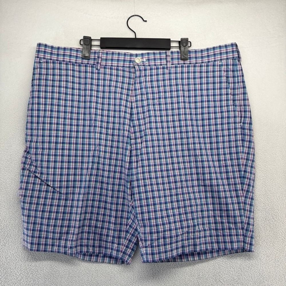 Ralph Lauren Golf Shorts mens 40 Blue Pink Check Preppy Flat Front Casual Cotton